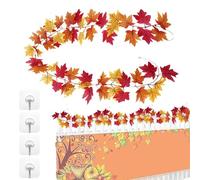 Fall Leaves Garland | Rustic Autumn Wreath,Artificial Maple Leaves Garland for Farmhouse, Halloween, Mantle, Bedroom, Thanksgiving, Porch, Fireplace