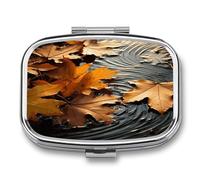 Fall Leaves Pill Box Medicine Pill Organizer Small Pill Case Travel Pill Container Portable Pill Case for Pocket 2 Compartment Pill Holder Pill Boxes for Travel