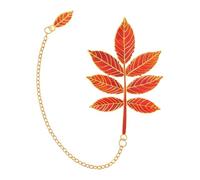 Fall Leaves Themed Bookmarks Retro Metal with Chain Pendant for Teacher Book Lover Adult Reading Aid Gift