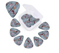 Fall Leaves Wood Print Guitar Picks 12 Pack Guitar Plectrums with Storage Box Bass Picks For Acoustic Guitar Bass Electric Ukulele Includes 0.46mm, 0.71mm, 0.96mm