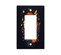 Fall Lion Leaf Decorative Light Switch Cover Plate 1 Gang Single Rocker, Autumn Aesthetic Stars Night Electrical Faceplate for Kitchen Bathroom, Animal Switchcover Decor