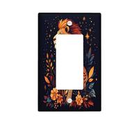 Fall Lion Leaf Decorative Light Switch Cover Wall Plate 1 Gang Single Rocker, Autumn Aesthetic Stars Night Electrical Faceplate for Kitchen Bathroom, Animal Switchcover Decor