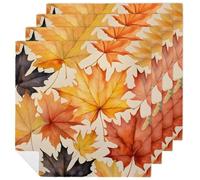 Fall Maple Cloth Napkins 4 Pack Colorful Autumn Reusable Dinner Table Napkins for Home Hotel Restaurant Weddings Party