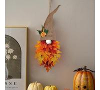 Fall Maple Gnome Front Door Hanger, Autumn Door Wreath Gnome, Fall Decorations Autumn Maple Leaf Wreaths for Halloween Thanksgiving Harvest Decoration Indoor Farmhouse Wall Decor