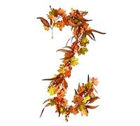Fall Maple Leaf Garland, 5.7FT Fall Artificial Hanging Vines Garland, Artificial Berries Pumpkin Autumn Decoration, Colorful Fall Decor for Harvest Festival Thanksgiving Home Garland(#1)