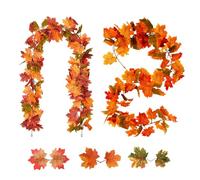 Fall Maple Leaf Garland,Ompinda 2 Pack 5.8ft Artificial Autumn Hanging Maple Vine Garland Thanksgiving Decorations for Halloween/Wedding/Autumn Harvest Party (A)