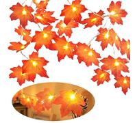 Fall Maple Leaf Orange Fairy Lights, Autumn Garland with Lights, 3M 20LED Fall Maple Leaves String Light, Battery Operated (Not Include) Autumn Leaf String Lights for Thanksgiving Home Decoration