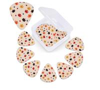 Fall Maple Leaf Print Guitar Picks 12 Pack Guitar Plectrums with Storage Box Bass Picks For Acoustic Guitar Bass Electric Ukulele Includes 0.46mm, 0.71mm, 0.96mm