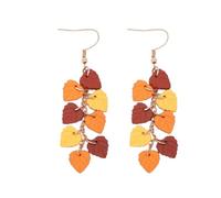 Fall Maple Leaf Tassel Dangle Drop Earrings Polymer Clay Black Cat Leaf Earring Thanksgiving Autumn Jewelry for Women, clay, No Gemstone