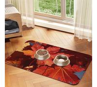Fall Maple Leafs Pet Feeding Mat 40x60cm, Absorbent Dog Mat for Food and Water Bowl, PU Leather Cat Food Mat Waterproof Dog Bowl Mats Quick Dry Pet Placemats-No Stains
