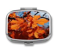 Fall Maple Leafs Pill Box Medicine Pill Organizer Small Pill Case Travel Pill Container Portable Pill Case for Pocket 2 Compartment Pill Holder Pill Boxes for Travel