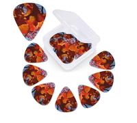 Fall Maple Leafs Print Guitar Picks 12 Pack Guitar Plectrums with Storage Box Bass Picks For Acoustic Guitar Bass Electric Ukulele Includes 0.46mm, 0.71mm, 0.96mm