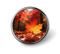 Fall Maple Leaves Badges Pin, Personalized Exquisite Round Badge, 1 Inch Button Pins for Women And Men, Decorative Metal Round Brooch for Clothing, Backpacks, And Hats