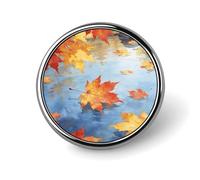 Fall Maple Leaves Badges Pin, Personalized Exquisite Round Badge, 1 Inch Button Pins for Women And Men, Decorative Metal Round Brooch for Clothing, Backpacks, And Hats