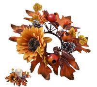 Fall Maple Leaves Candle Rings 25x25x7.5 cm artificial sunflower wreaths for pillar candles, perfect for wedding, door, tabletop, seasonal home decor, autumn centerpiece display