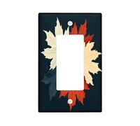 Fall Maple Leaves Decorative Switch Cover 1 Gang Single Rocker, Autumn Abstract Mid Century Wall Plate Cover, Standard Size, Vintage Retro Electrical Faceplate for Bedroom Living Room Decor