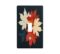 Fall Maple Leaves Decorative Switch Cover 1 Gang Single Toggle, Autumn Abstract Mid Century Wall Plate Cover, Standard Size, Vintage Retro Electrical Faceplate for Bedroom Living Room Decor