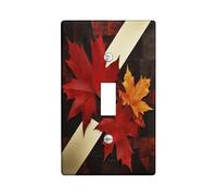Fall Maple Leaves Decorative Switch Cover 1 Gang Single Toggle, Autumn Abstract Vintage Wall Plate Cover, Standard Size, Aesthetic Fun Electrical Faceplate for Bedroom Living Room Decor