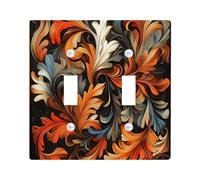 Fall Maple Leaves Decorative Switch Cover 2 Gang Double Toggle, Autumn Abstract 70S Switchcover Wall Plate, Aesthetic Vintage Electrical Faceplate for Bedroom Living Room Decor