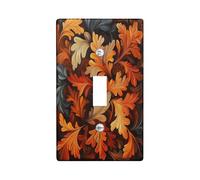 Fall Maple Leaves Decorative Switch Cover Plate 1 Gang Single Toggle, Autumn Abstract 70S Electrical Faceplate for Bedroom Bathroom Decor, Aesthetic Vintage Standard Size Switchplate
