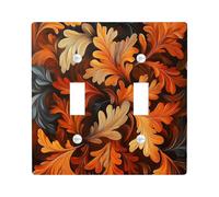 Fall Maple Leaves Decorative Switch Cover Plate 2 Gang Double Toggle, Autumn Abstract 70S Electrical Faceplate for Bedroom Bathroom Decor, Aesthetic Vintage Standard Size Switchplate