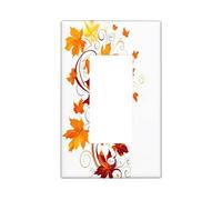 Fall Maple Leaves Fun Decorative Switch Cover Plate 1 Gang Single Rocker, Autumn Abstract Leaf Electrical Faceplate for Bedroom Bathroom Decor, Plant Botanical Standard Size Switchplate