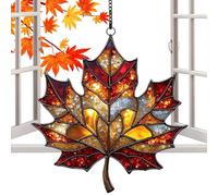 Fall Maple Leaves Light Catcher Ornament | Maple Leaf Suncatcher | Acrylic Stained Glass Window Hanging,Thanksgiving Autumn Party Supplies,Aesthetic Wall Crafts Pendant For Balconies Garden Doorways