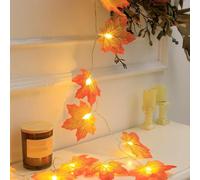 Fall Maple Lights - 19.69 Foot Leaf String Garland, Festive Lighted Decor for Display | Seasonal Lighting for Yard Porch Patio Fall Party Dorm Home