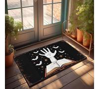 Fall Mats Outdoor A Hand Emerges From An Open Book, Surrounded By Bats And Glowing Orbs. Doormat Winter Welcome Mat Bar Decor For Home(65X90CM)