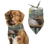 Fall Moose Deer Dog Bandana Adjustable Pet Scarf Soft Washable Polyester Triangle Bib Lightweight Breathable Pet Bib for Dogs Cats Puppies Suitable for Holiday Birthday