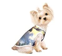Fall Moose Deer print Dog Shirts for Small Dogs Stretchy T-Shirts Lightweight Tank Top Sleeveless Striped Vest