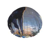 Fall Moose Deer Print Shower Essentials Bonnet For Women, Large Washable Elastic Band Bath Hair Wrap Shower Cap