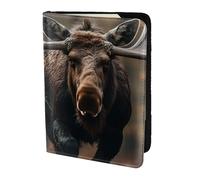 Fall Moose Deer print Travel Wallet Passport Holder Case for Family Leather Passport Cover for Men Women, Black, One Size