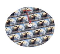 Fall Moose Deer Printing Christmas Tree Skirt For Halloween,Snow Christmas Decorations For Holiday Trees Ornaments