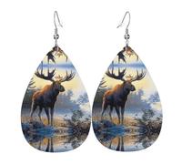 Fall Moose Deer Trendy Leather Teardrop Earring Lightweight Bohemian Earrings Set Jewelry Gift For Women Girl