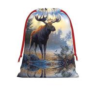 Fall Moose Deer Ultra Soft Velvet Gift Bag, Comfortable To The Touch, Reusable