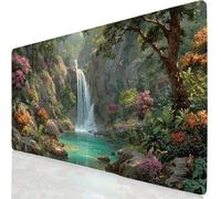 Fall Mouse Mat 1500x800x3mm XXL Gaming Mouse Pad Forest Desk Mat, Gaming Keyboard Mousepad Improved Precision and Speed, Desk Accessories with Non-Slip Base and Stitched Edge for Office Home YG-142