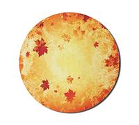 Fall Mouse Pad for Computers,Autumn Themed Abstract Grunge Composition with Maple Leaves Aged Effect,Round Non-Slip Thick Rubber Modern Gaming Mousepad,8" Round