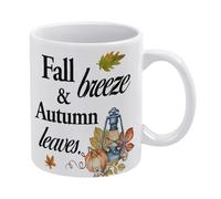Fall Mug Rustic Fall Breeze and Autumn Leaves Mug Autumn Leaves Pumpkin Mug Funny Coffee Mug,Man Cave Prints,The Best Gift for Colleagues, Parents, and Grandparents, 110z Men and Women