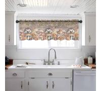 Fall Mushroom Hedgehog Curtain Valances for Windows, Thanksgiving Vintage Rod Pocket Kitchen Semi Sheer Valance Bedroom Living Room Bathroom Toppers Small Short Curtain, 42"x18" Window Treatments