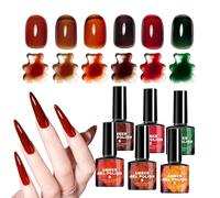 Fall Nail 6 Colors Caramel Amber Resin Paint Rich Pigment Long Lasting Shine Easy Application Elegant Seasonal Color Set Stylish Manicure Choice | For Women Teen Girl Lady Mother