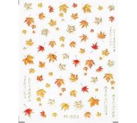 Fall Nail Stickers, 5D Self-Adhesive Maple Fall Nail Stickers Thanksgiving Finger Decoration for Craft Women Accessory