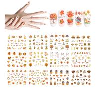 Fall Nail Stickers Autumn Maple Leaves Pumpkin Turkey Nail Art Stickers Thanksgiving Themed Water Transfer Nail Decorations, 12 Sheets/Set nail art supplies