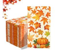 Fall Napkins Disposable 100 Pcs Fall Leaves Paper Napkins Decorative Falls Pumpkin Cocktail Napkins Autumn Napkin Thanksgiving Napkin Guest Hand Towels for Thanksgiving Autumn Harvest Party Supplies