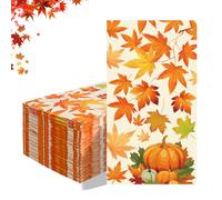 Fall Napkins Disposable 50 Pcs Fall Leaves Paper Napkins Decorative Falls Pumpkin Cocktail Napkins Autumn Napkin Thanksgiving Napkin Guest Hand Towels for Thanksgiving Autumn Harvest Party Supplies