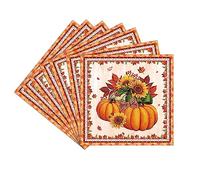 Fall Napkins Fall Party Decorations Pumpkin Sunflower Maple Leaf Paper Napkins Thanksgiving Dinner Hand Towels for Autumn Home Party Decor Dining Tableware Supplies