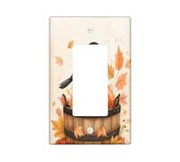 Fall Oriole Bird Wood Decorative Light Switch Cover Plate 1 Gang Single Rocker, Autumn Pumpkins Electrical Faceplate for Kitchen Bathroom, Maple Leaf Switchcover Decor