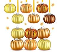 Fall Ornaments for Tree - 12 Pieces Halloween Pumpkin Decoration Ornaments - Lightweight Hand-Carved Crafts Festive Decor for Indoor Kitchen Party Autumn Harvest Halloween