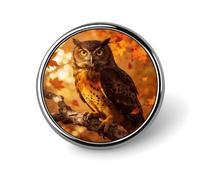 Fall Owl Badges Pin, Personalized Exquisite Round Badge, 1 Inch Button Pins for Women And Men, Decorative Metal Round Brooch for Clothing, Backpacks, And Hats