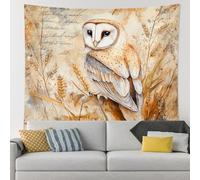 Fall Owl Bird Wall Tapestry for Bedroom, Autumn Wheats Crops Small Big Tapestry Wall Hanging Men Women, Country Decorations for Living Room Classroom Dorm 80 * 60